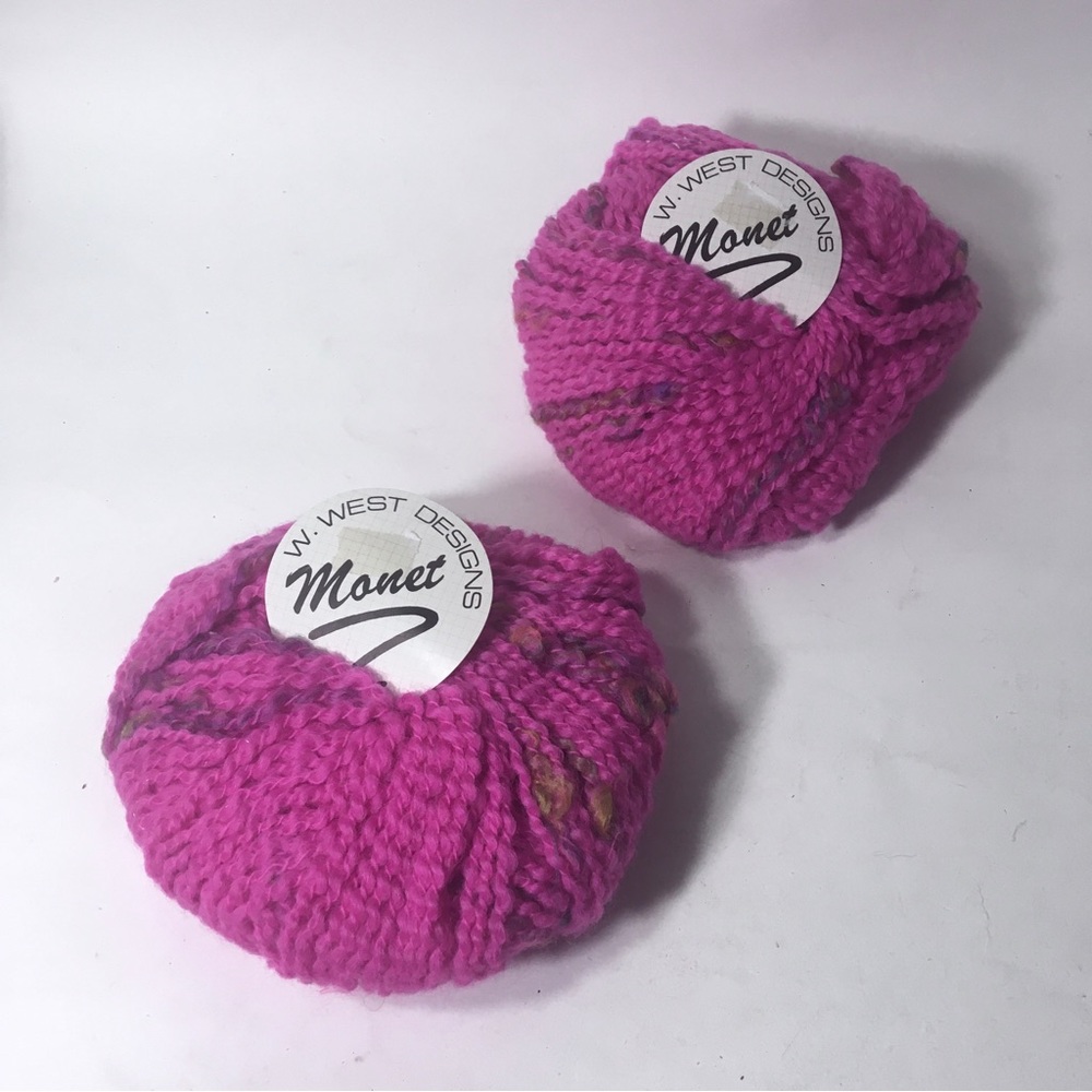Monet W West Designs Yarn 2 Skeins 155-119 Pink 94% Wool 6% Acrylic 80 Yards